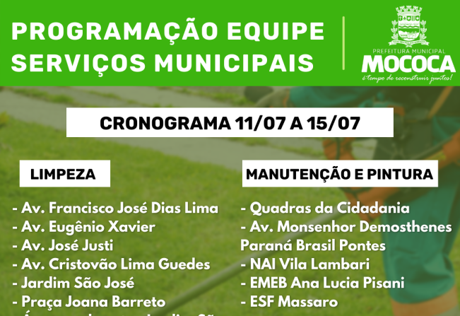 FIQUE DE OLHO NO CRONOGRAMA DE LIMPEZA PÚBLICA