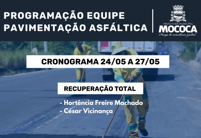 A RECUPERAÇÃO DA PAVIMENTAÇÃO EM MOCOCA CONTINUA
