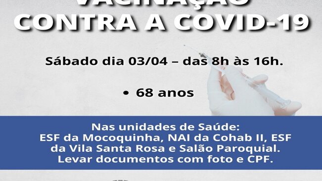 A PREFEITURA MUNICIPAL DE MOCOCA ATRAVÉS DO DEPARTAMENTO DE SAÚDE INFORMA: