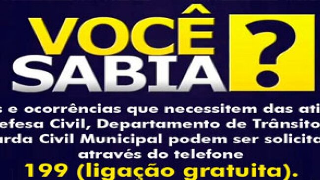 UTILIDADE PÚBLICA - Prefeitura disponibiliza telefone gratuito para emergências